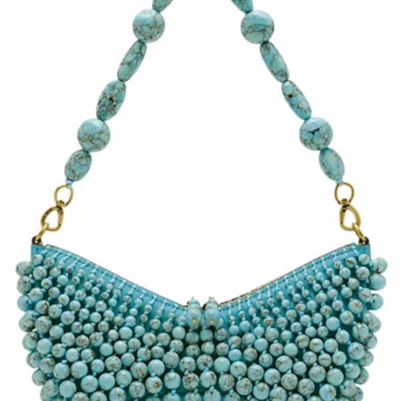 cult gaia Handbags - Cult Gaia (Mercier Clutch) Ibiza Turquoise Beaded Shoulder Bag